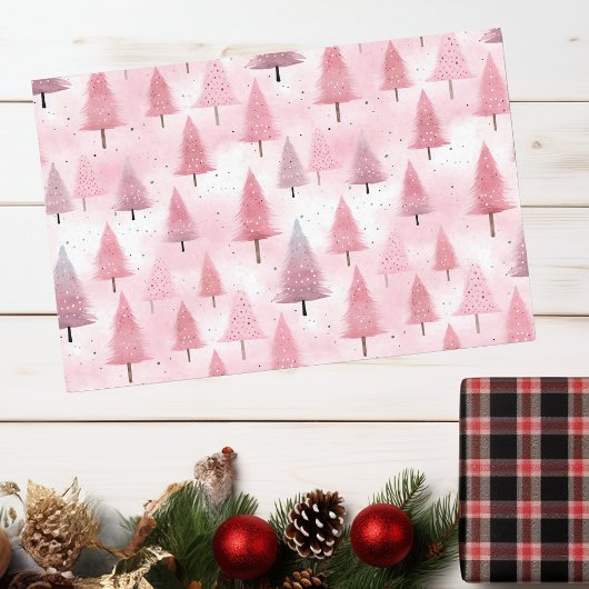 Pastel Pink Weihnachtsbaum Wasserfarbe Seidenpapier