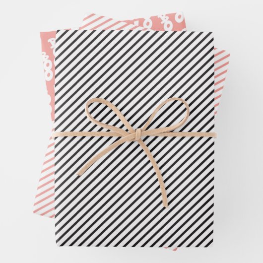 PASTEL PINK WEISS UND BLAU HALLOWEE GESCHENKPAPIER SET (Beispiel)