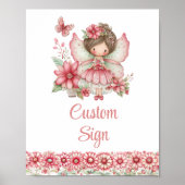 Pastel Pink Whimsical Fairy Floral 4th Birthday  Poster (Vorne)