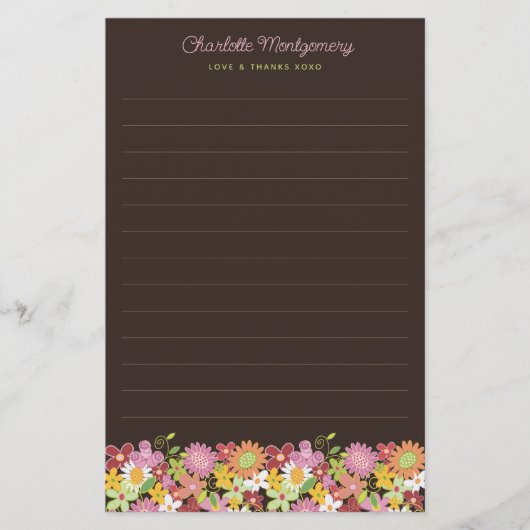 Pastel Pink Whimsical Spring Flowers Garden Blogs Briefpapier (Vorderseite)