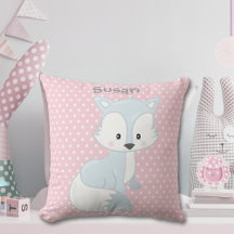 Pastel Pink-White Polka-Dot Baby Fox Monogramm