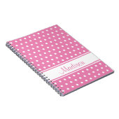 Pastel Pink White Polka Dot Strip Script Name Notizblock (Rechte Seite)