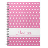 Pastel Pink White Polka Dot Strip Script Name Notizblock (Vorderseite)