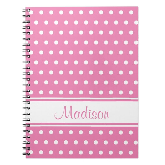 Pastel Pink White Polka Dot Strip Script Name Notizblock (Vorderseite)