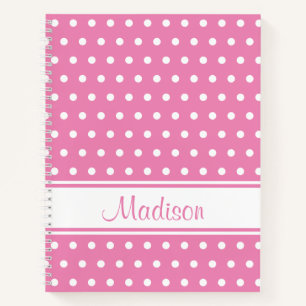 Pastel Pink White Polka Dot Stripskriptname Notizblock