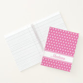 Pastel Pink White Polka Dot Stripskriptname Notizblock (Innenseite)