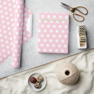 Pastel Pink White Polka Dots Geschenkpapier