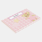 PASTEL PINK & WHITE STARS & TAN TEDDY BEAR GÄSTEBUCH (Ecke)
