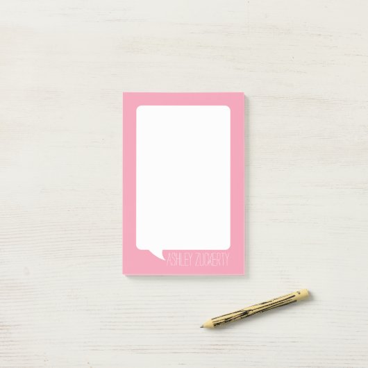 Pastel Pink & White Talk Blase Personalisierter Na Post-it Klebezettel (Auf Schreibtisch)