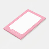 Pastel Pink & White Talk Blase Personalisierter Na Post-it Klebezettel (angewinkelt)