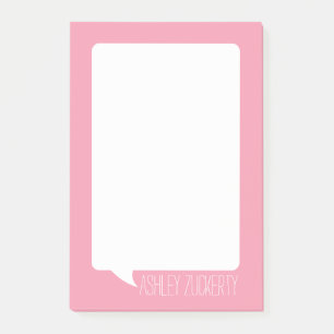 Pastel Pink & White Talk Blase Personalisierter Na Post-it Klebezettel