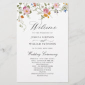 Pastel Pink Wild Blume Hochzeitsprogramm (Vorderseite)