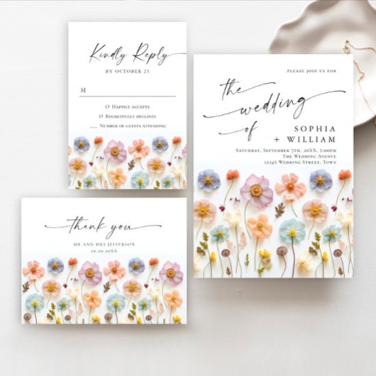 Pastel Pink Wild Blume Hochzeitsprogramm