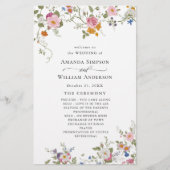 Pastel Pink Wild Blume Hochzeitsprogramm (Vorderseite)