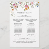 Pastel Pink Wild Blume Hochzeitsprogramm (Rückseite)