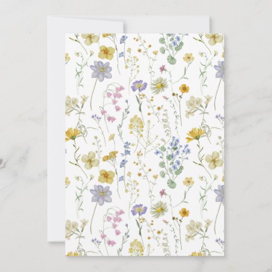 Pastel Pink Wildblume Brautdusche Einladung (Rückseite)