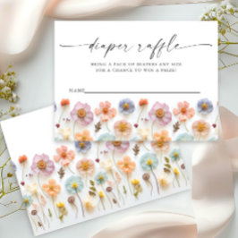 Pastel Pink Wildblume Kinderdusche Windeln Raffel Begleitkarte