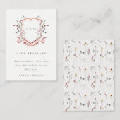 Pastel Pink Wildblume Wappen Hochzeitsgeschenk-Reg Begleitkarte (Vorne/Hinten)