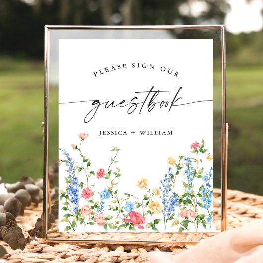 Pastel Pink Wildblumen Gästebuch Hochzeitszeichen