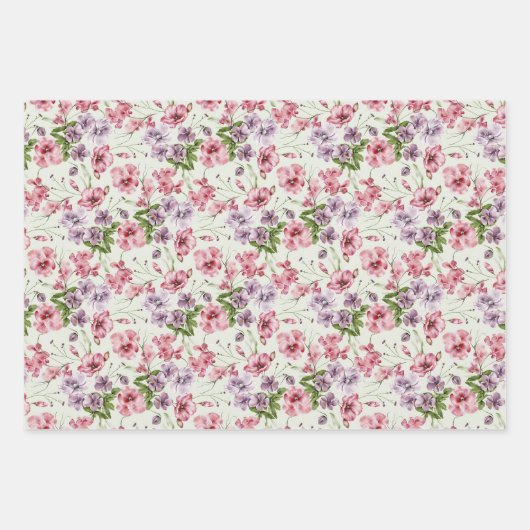 Pastel Pink Wilde Blume Buds Geschenkpapier Set (Vorderseite)