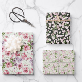 Pastel Pink Wilde Blume Buds Geschenkpapier Set