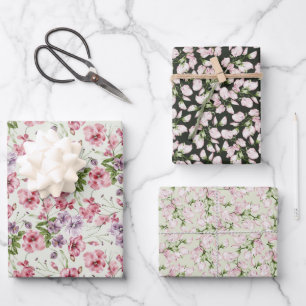 Pastel Pink Wilde Blume Buds Geschenkpapier Set