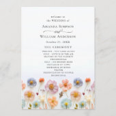 Pastel Pink Wilde Blume Hochzeitfeier Programm (Vorderseite)