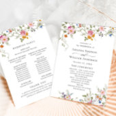 Pastel Pink Wilde Blume Hochzeitfeier Programm
