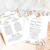 Pastel Pink Wilde Blume Hochzeitfeier Programm