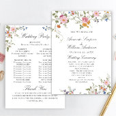 Pastel Pink Wilde Blume Hochzeitfeier Programm