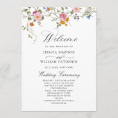 Pastel Pink Wilde Blume Hochzeitfeier Programm (Vorderseite)