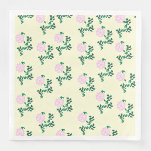 Pastel Pink Wilde Rose Blume Muster Vanilla Serviette