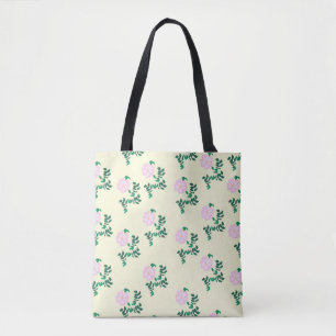 Pastel Pink Wilde Rose Blume Vintages Muster Tasche