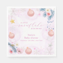 Pastel Pink Winter Snowflake Floral Baby Shower 