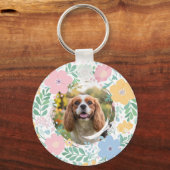 Pastel Pink Wreath Cavalier King Charles Spaniel Schlüsselanhänger (Rückseite)