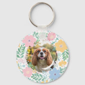 Pastel Pink Wreath Cavalier King Charles Spaniel Schlüsselanhänger (Rückseite)
