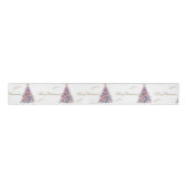 Pastel Pink Xmas Trees Christmas  Ripsband (Vorderseite)