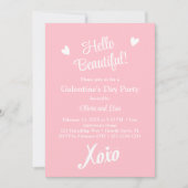 Pastel Pink XOXO Galentine-Day-Party Einladung (Vorderseite)