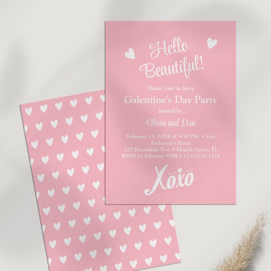 Pastel Pink XOXO Galentine-Day-Party Einladung