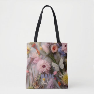 PASTEL PINK YELLOW BLUE FLORAL ÜBERDRUCKEND TASCHE