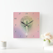 Pastel Pink Yoga Tree Quadratische Wanduhr (Zuhause)