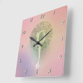 Pastel Pink Yoga Tree Quadratische Wanduhr (Winkel)