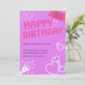 Pastel Pink zum Geburtstag Einladungen (Stehend Vorderseite)