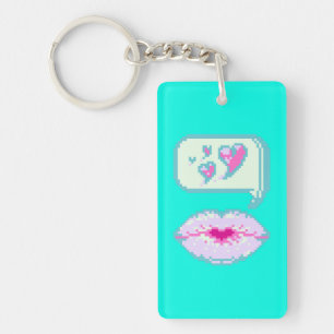 Pastel Pixel Kissy Lips - Frühlings-Acryl-Schlüsse Schlüsselanhänger