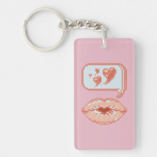 Pastel Pixel Kissy Lips - Herbst Acrylischer Schlü Schlüsselanhänger