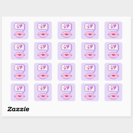 Pastel Pixel Kissy Lips - Summer Sticker (Blatt)