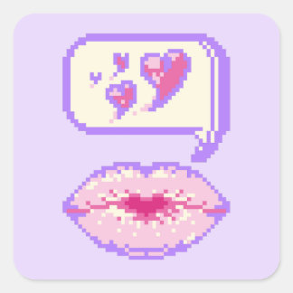 Pastel Pixel Kissy Lips - Summer Sticker