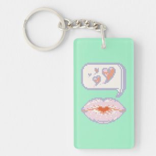 Pastel Pixel Kissy Lips - Winter Akryllischer Schl Schlüsselanhänger