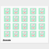 Pastel Pixel Kissy Lips - Winteraufkleber Quadratischer Aufkleber (Blatt)