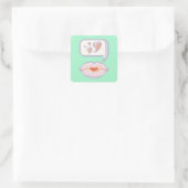 Pastel Pixel Kissy Lips - Winteraufkleber Quadratischer Aufkleber (Tasche)
